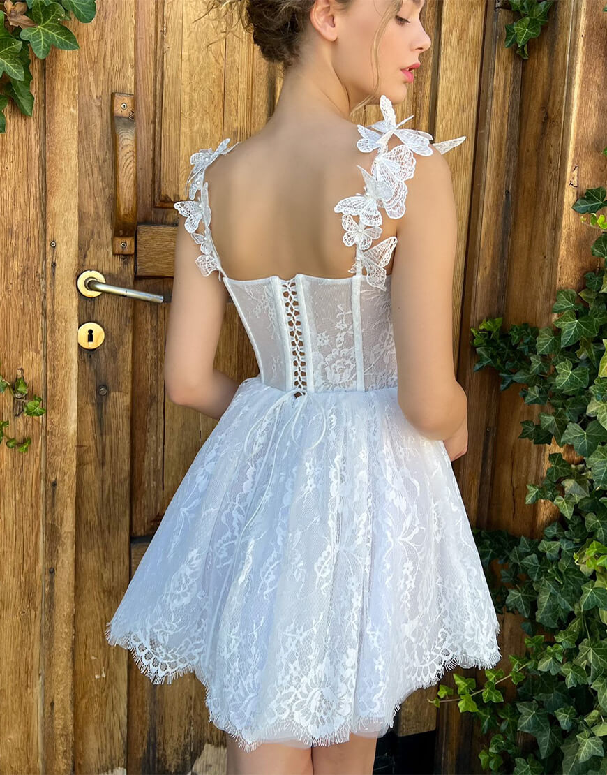 Fiona A-Line Sweetheart White Corset Homecoming Dress