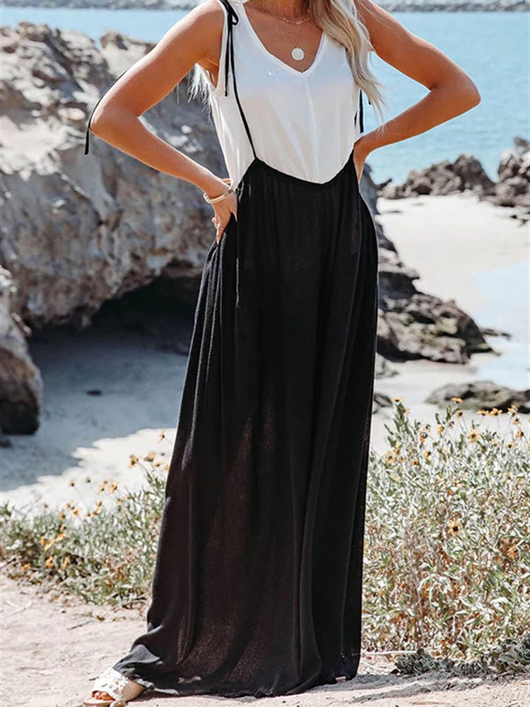 Casual Vintage Wide Leg Sling Jumpsuit - Fashionpara