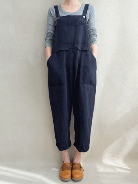 Fashion Pocket Suspenders Jumpsuit - Fashionpara