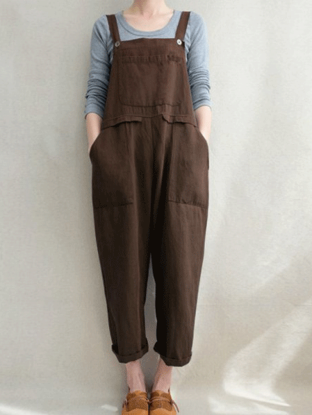 Fashion Pocket Suspenders Jumpsuit - Fashionpara