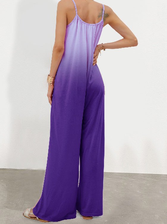 Loose Gradation Pocket Wide-Leg Jumpsuit - Fashionpara