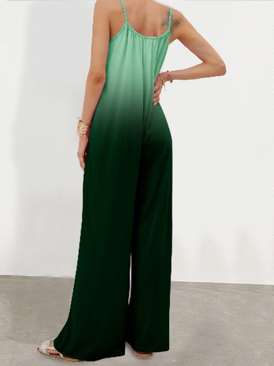 Loose Gradation Pocket Wide-Leg Jumpsuit - Fashionpara