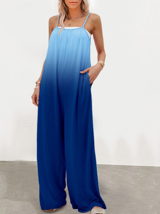 Loose Gradation Pocket Wide-Leg Jumpsuit - Fashionpara