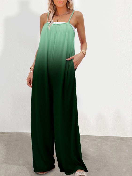 Loose Gradation Pocket Wide-Leg Jumpsuit - Fashionpara