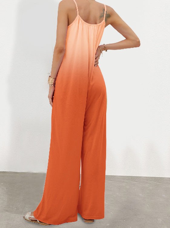 Loose Gradation Pocket Wide-Leg Jumpsuit - Fashionpara