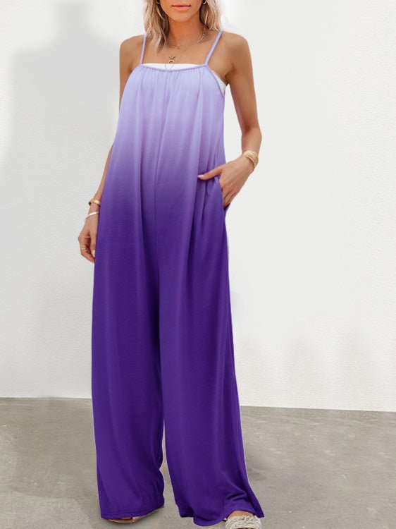 Loose Gradation Pocket Wide-Leg Jumpsuit - Fashionpara