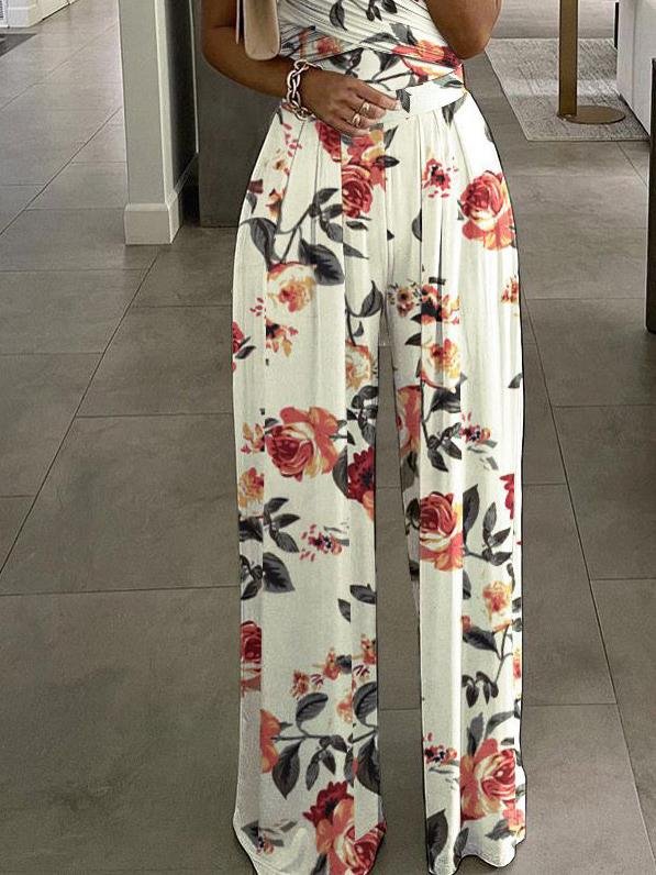 One-Shoulder Floral Print Jumpsuit - Fashionpara