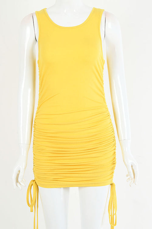 Drawstring Sleeveless Mini Dress - Fashionpara