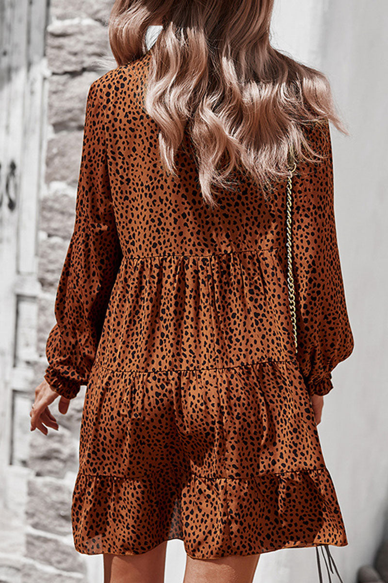 Fashion Street Print Split Joint V Neck A Line Dresses - Fashionpara