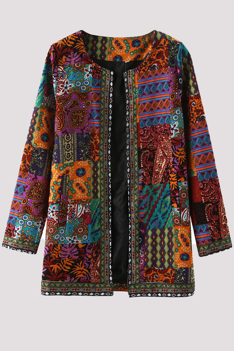 Print Printing O Neck Outerwear(3 Colors)