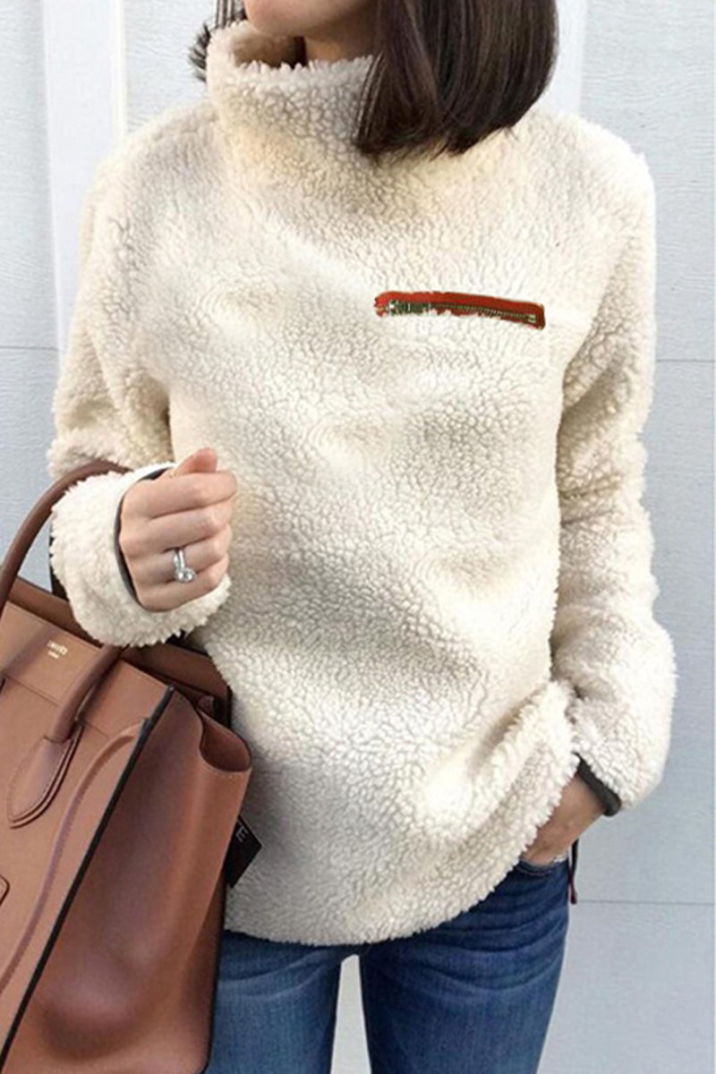 Casual Solid Patchwork Turtleneck Tops(6 Colors)