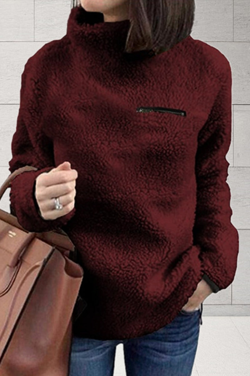 Casual Solid Patchwork Turtleneck Tops(6 Colors)