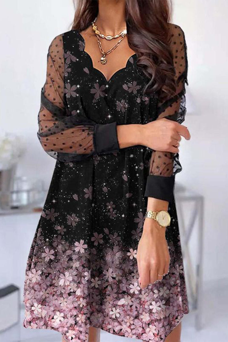 Sweet Elegant Floral Lace V Neck A Line Dresses(5 Colors)