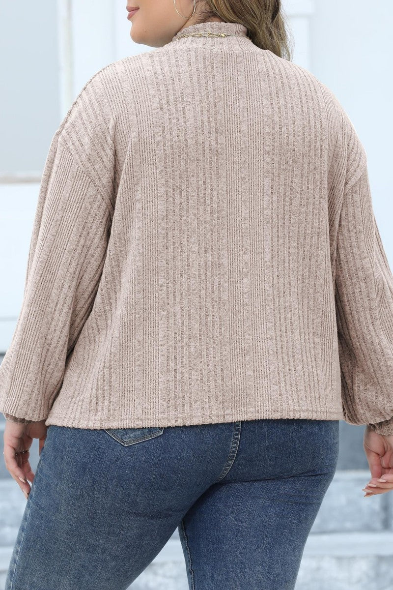 Casual Solid Basic Turtleneck Plus Size Tops