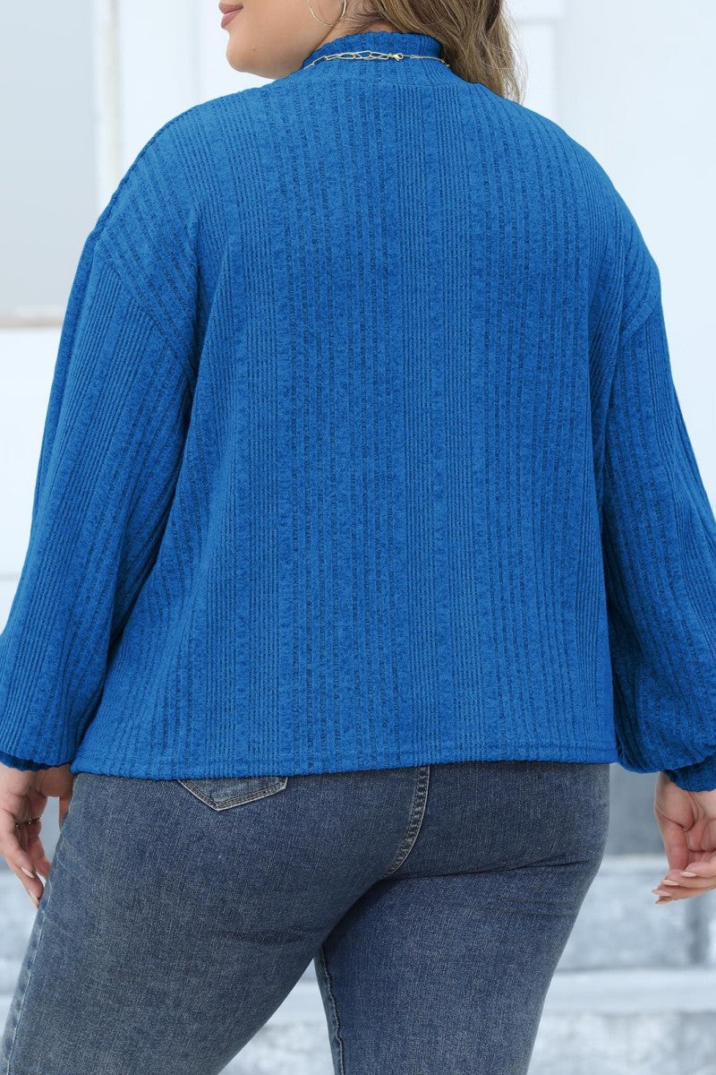 Casual Solid Basic Turtleneck Plus Size Tops