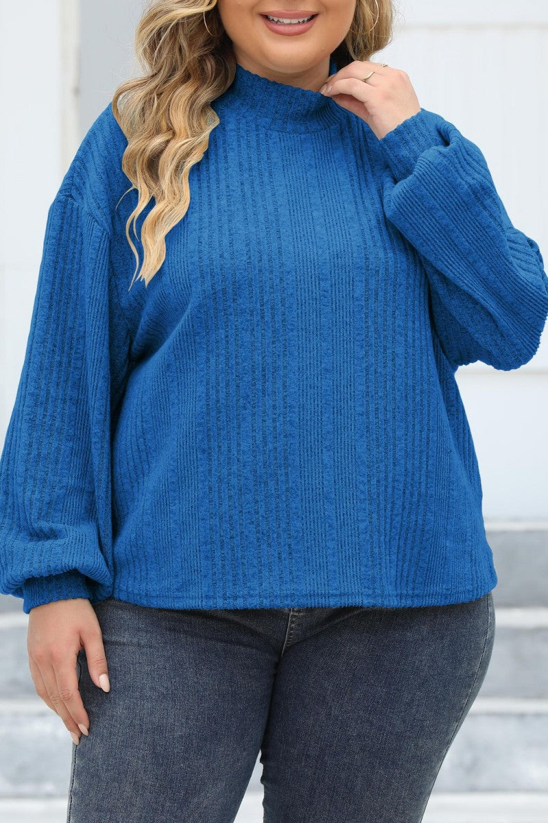 Casual Solid Basic Turtleneck Plus Size Tops