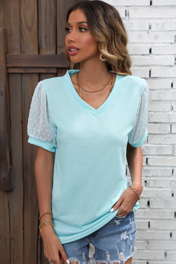 Lace Short Sleeve Blouses Casual Tops