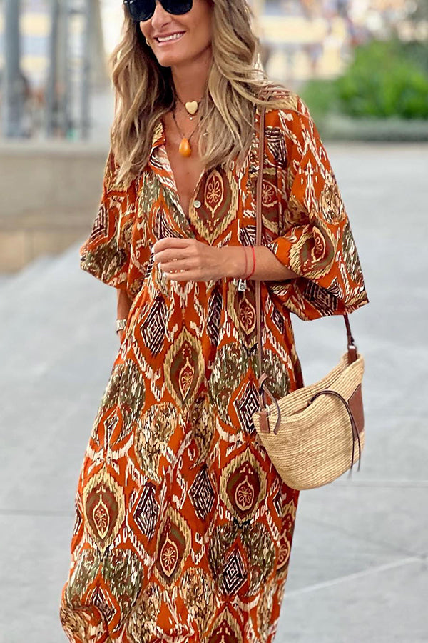 So 70's Multi Print Drape Maxi Dress - Fashionpara