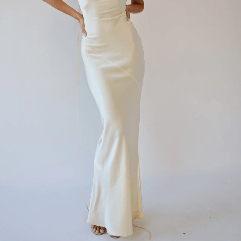 Snowdrop Plunging Back Cowl Maxi Dress - Fashionpara