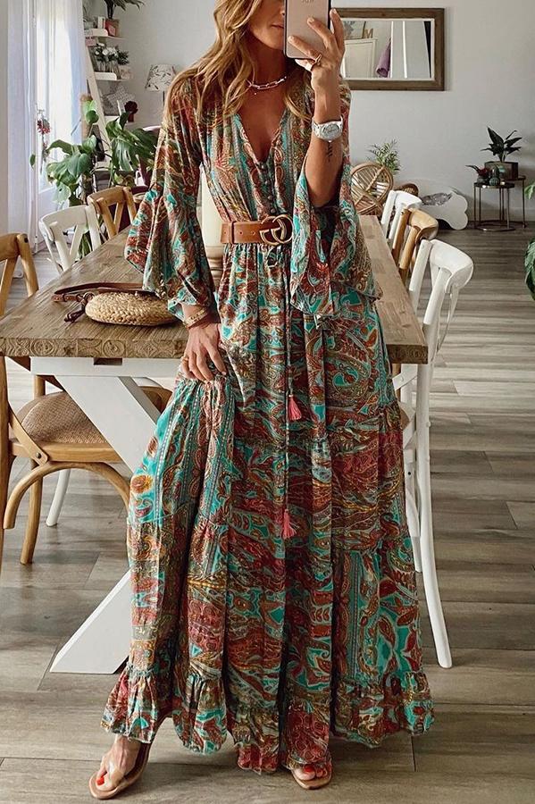 Down The West Coast Bohemia Print Maxi Dress - Fashionpara