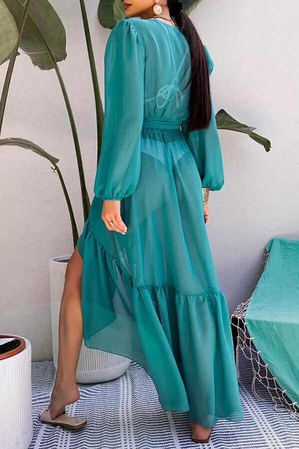 Ocean Mist High Low Maxi Cover Up Dress - Fashionpara