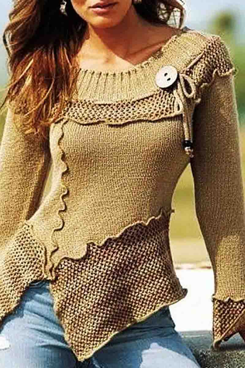 O Neck Patchwork Loose  Sweater (5 Colors)