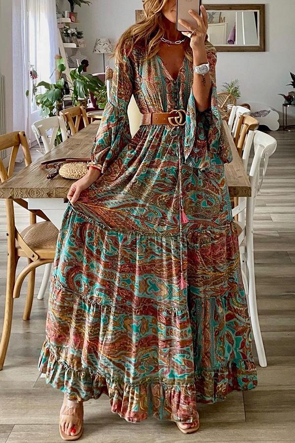 Down The West Coast Bohemia Print Maxi Dress - Fashionpara