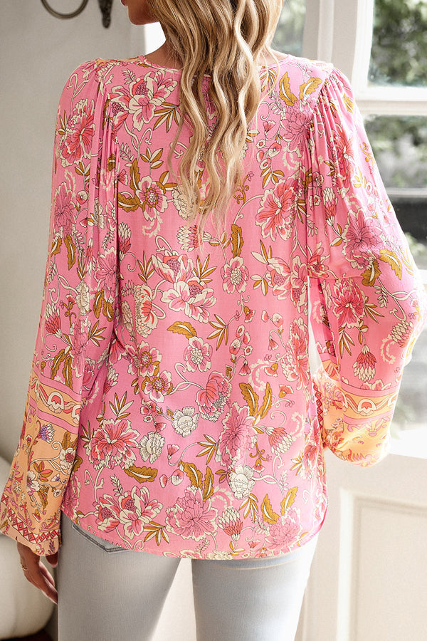 Floral Print Long Sleeve Casual Tops