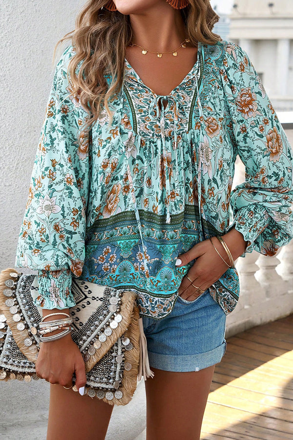 Fashion Floral Print Long Sleeve Casual Tops