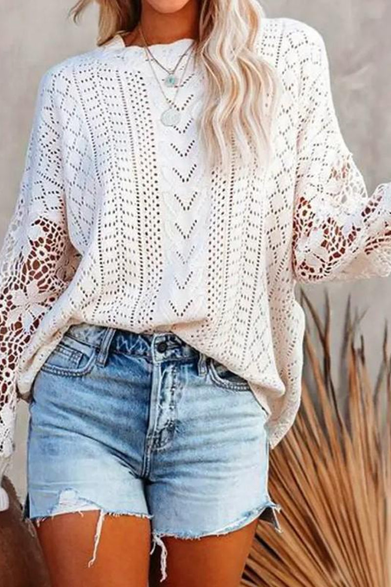 Flower Crochet Cable Knit Loose Sweater