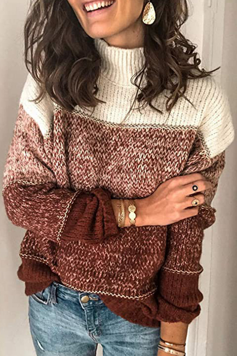 O Neck Patchwork Sweater