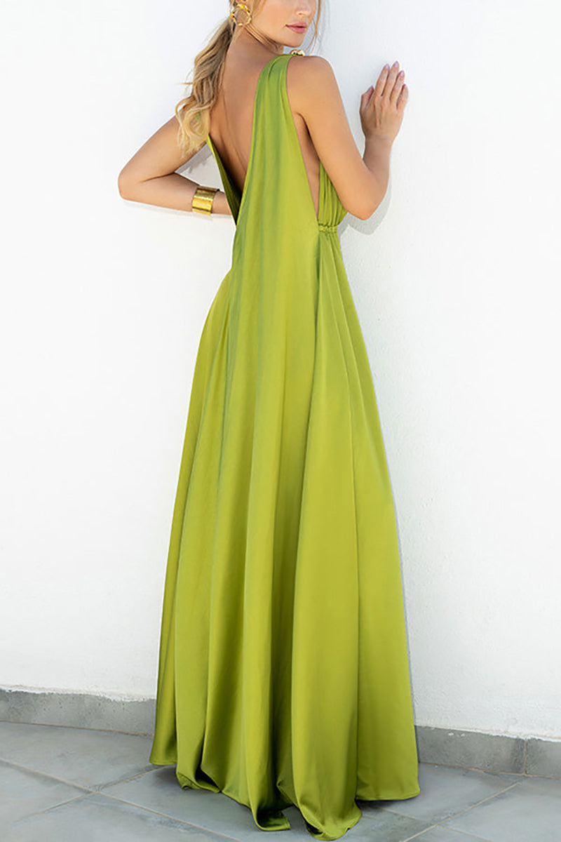 V Neck Backless Tank Maxi Dress - Fashionpara