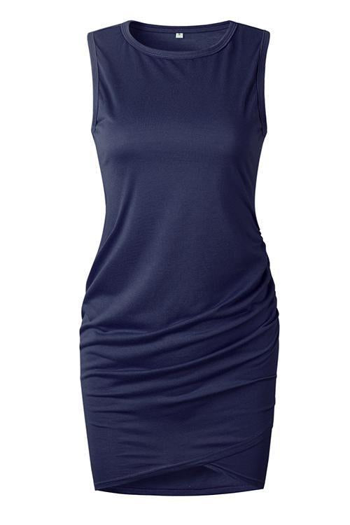 Asymmetry Ruched Sheath Mini Dress - Fashionpara