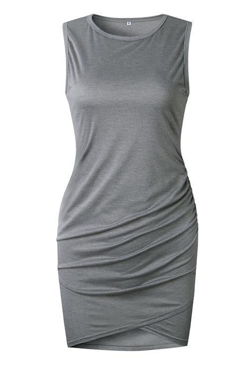 Asymmetry Ruched Sheath Mini Dress - Fashionpara