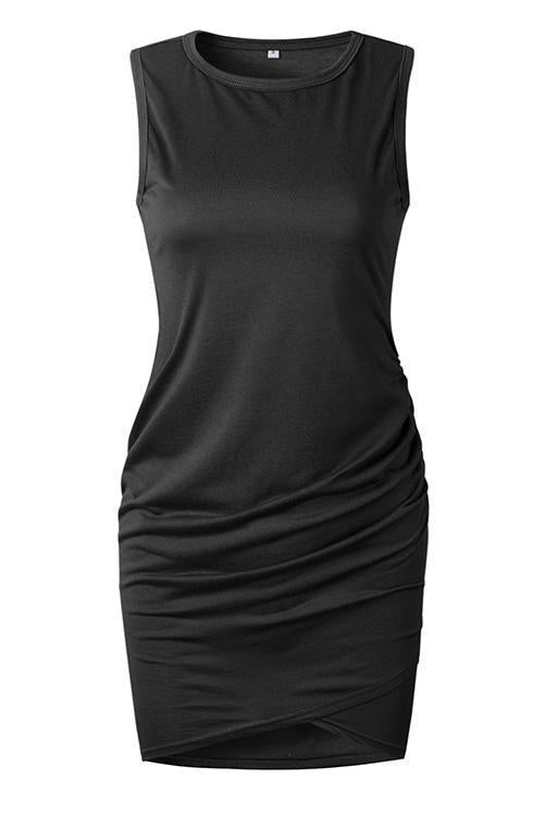 Asymmetry Ruched Sheath Mini Dress - Fashionpara