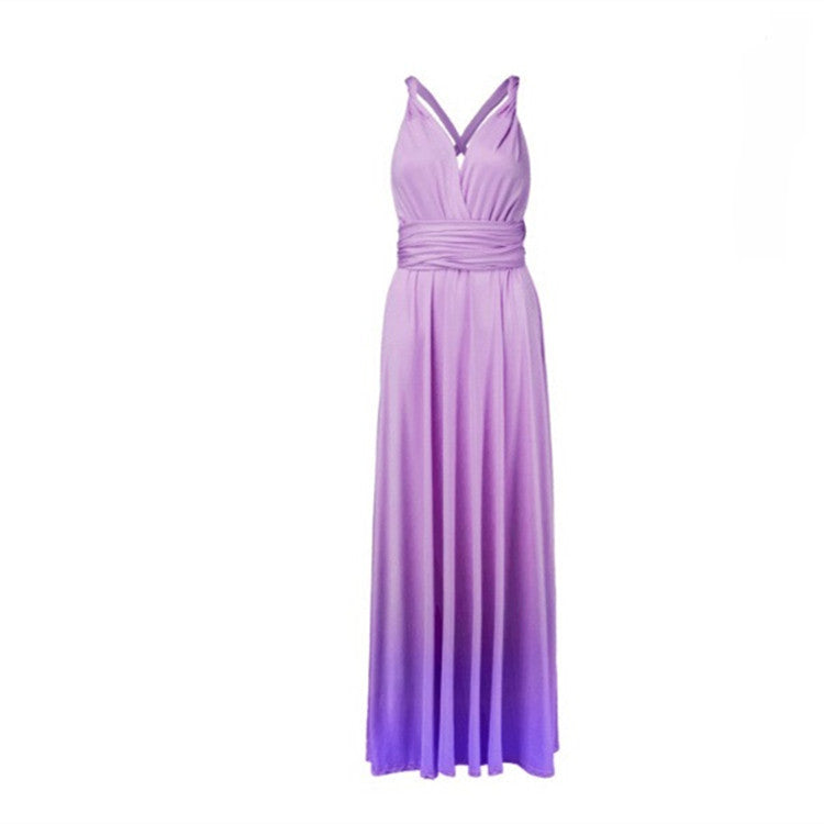 Sleeveless V-Neck Floor-Length Gradient - Fashionpara