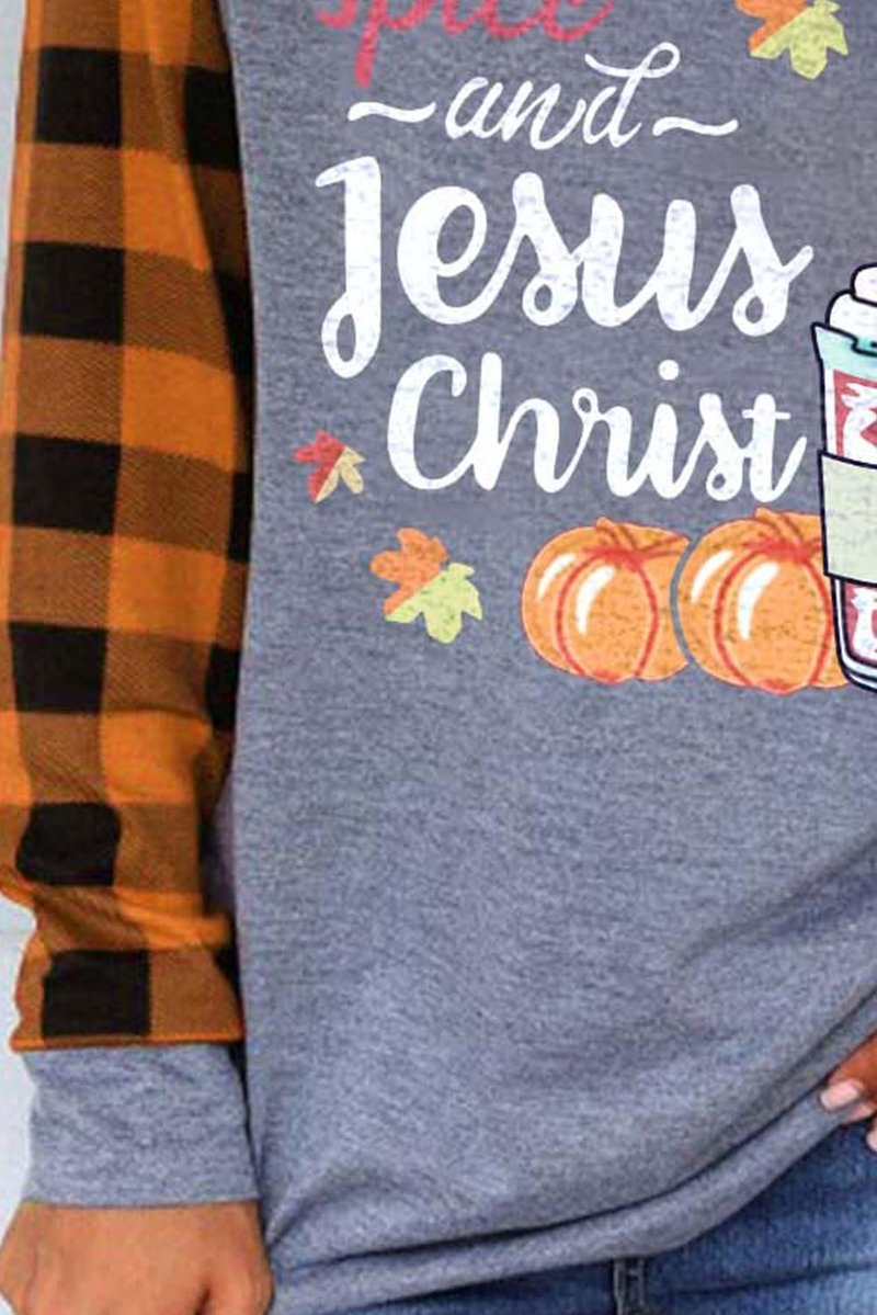 Women's Pullovers Plaid Pumpkin Slogan Pullover