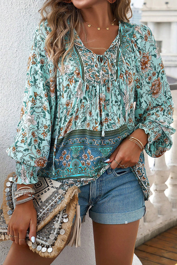 Fashion Floral Print Long Sleeve Casual Tops