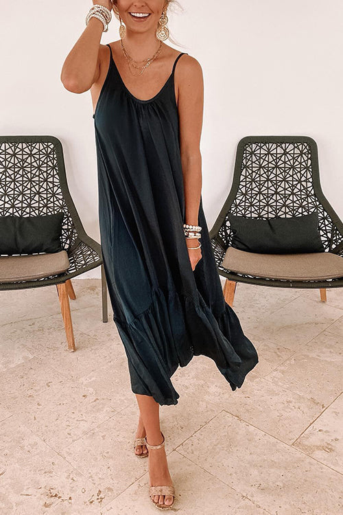 Ruffles Hem Slip Maxi Dress - Fashionpara