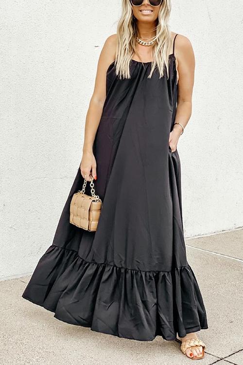 Ruffles Hem Slip Maxi Dress - Fashionpara