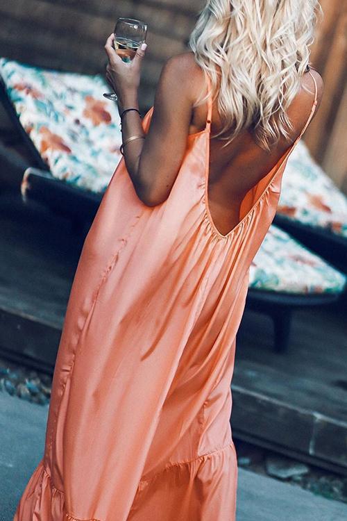 Ruffles Hem Slip Maxi Dress - Fashionpara