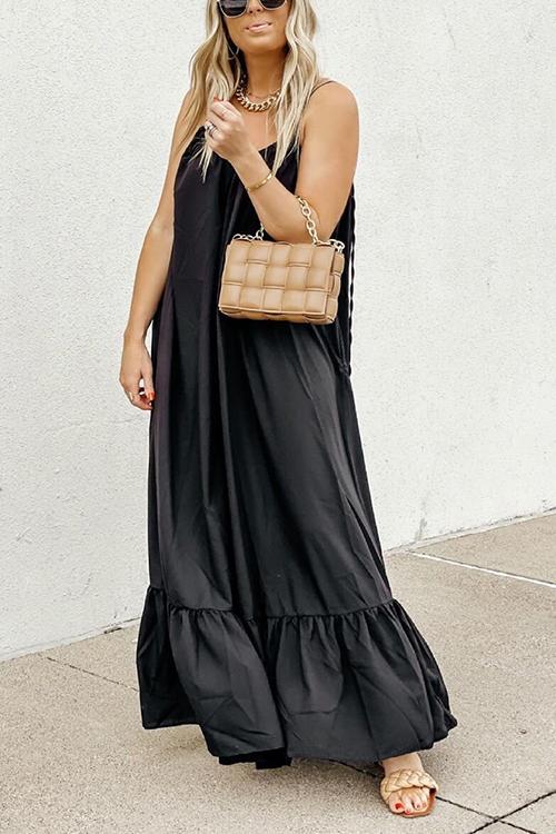 Ruffles Hem Slip Maxi Dress - Fashionpara