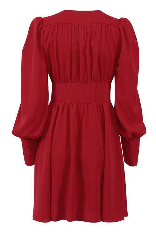 Cuff Buff Long Sleeve Button Dress - Fashionpara