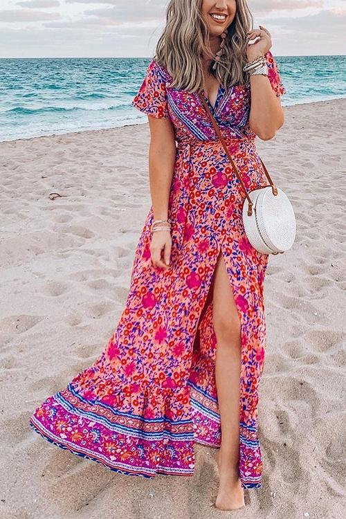 Bohemian Floral Maxi Dress - Fashionpara