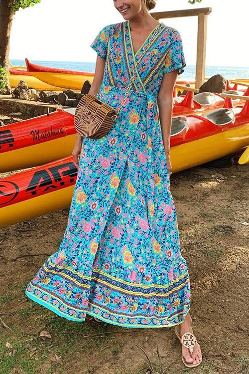 Bohemian Floral Maxi Dress - Fashionpara