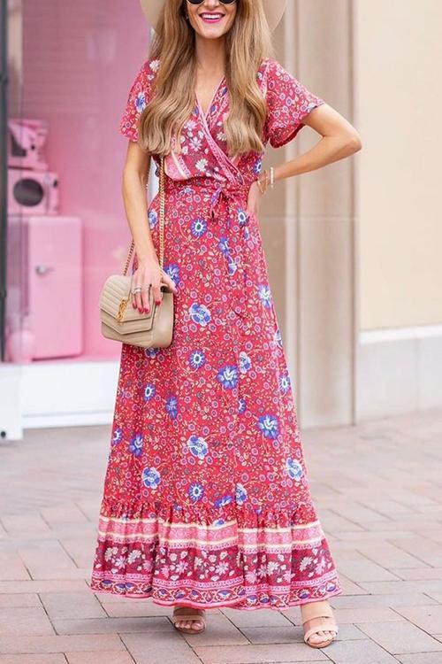 Bohemian Floral Maxi Dress - Fashionpara