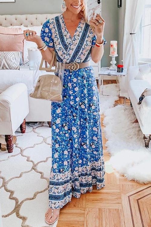 Bohemian Floral Maxi Dress - Fashionpara