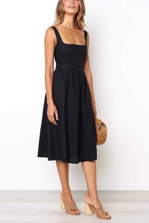 Square Neck Slip Maxi Dress - Fashionpara