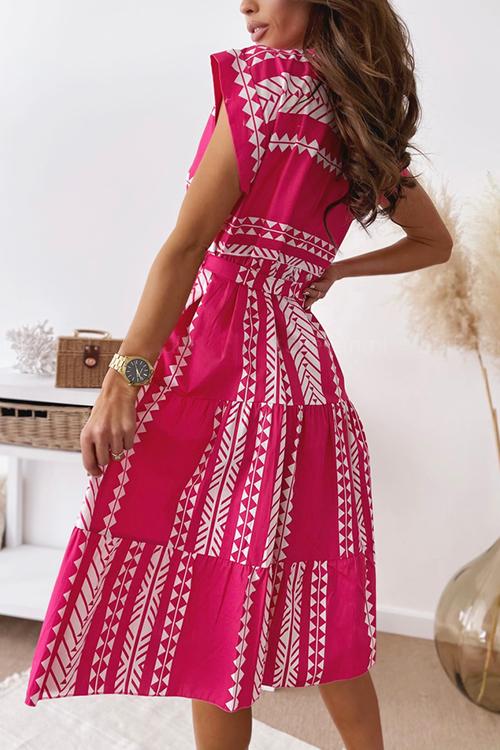 Print Belted Dress - Fashionpara