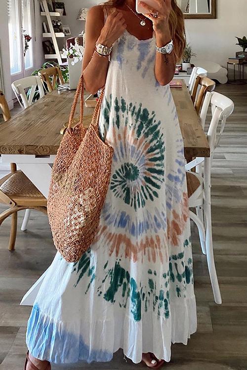 Tie Dye Sleeveless Maxi Dress - Fashionpara